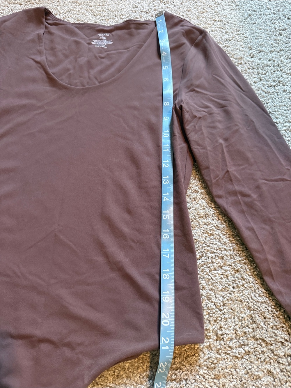 nuuds Long Sleeve Scoop Neck Chocolate Brown Bodysuit - Picture 3 of 4
